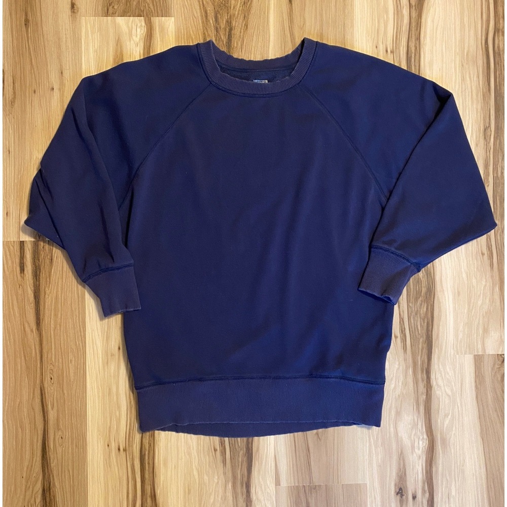 Aerie Womens Navy Blue Raglan Sweatshirt Fleece Crewneck Size Medium